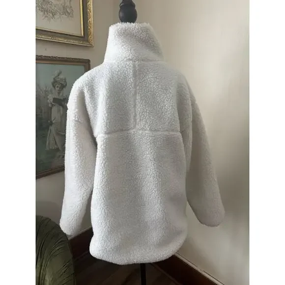 GAP Sherpa Fleece Full Zip Jacket White XS Spring Jacket Oversized Fit - Picture 3 of 8